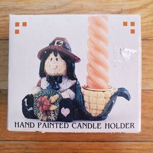 Vintage‎ fall Thanksgiving cast resin hand painted candle holder